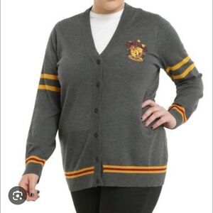 Harry Potter Gray Varsity Button Down Cardigan with Gryffindor Crest XL